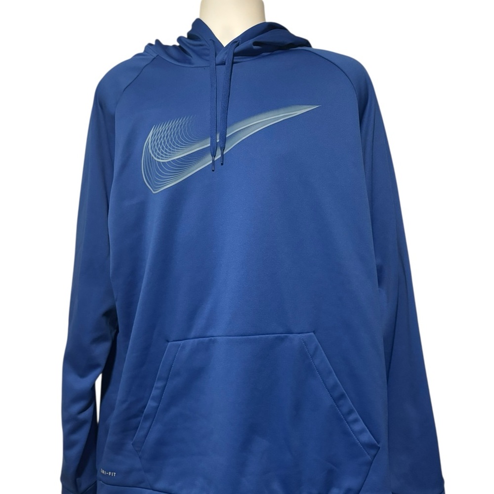 Nike DriFit Pullover Swoosh Logo Hoodie Blue XXL